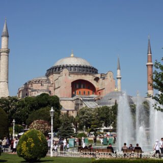 Historic Hagia Sophia mosque and Byzantine architecture in Istanbul Old City