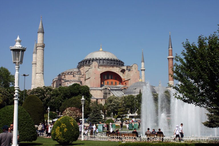 Historic Hagia Sophia mosque and Byzantine architecture in Istanbul Old City
